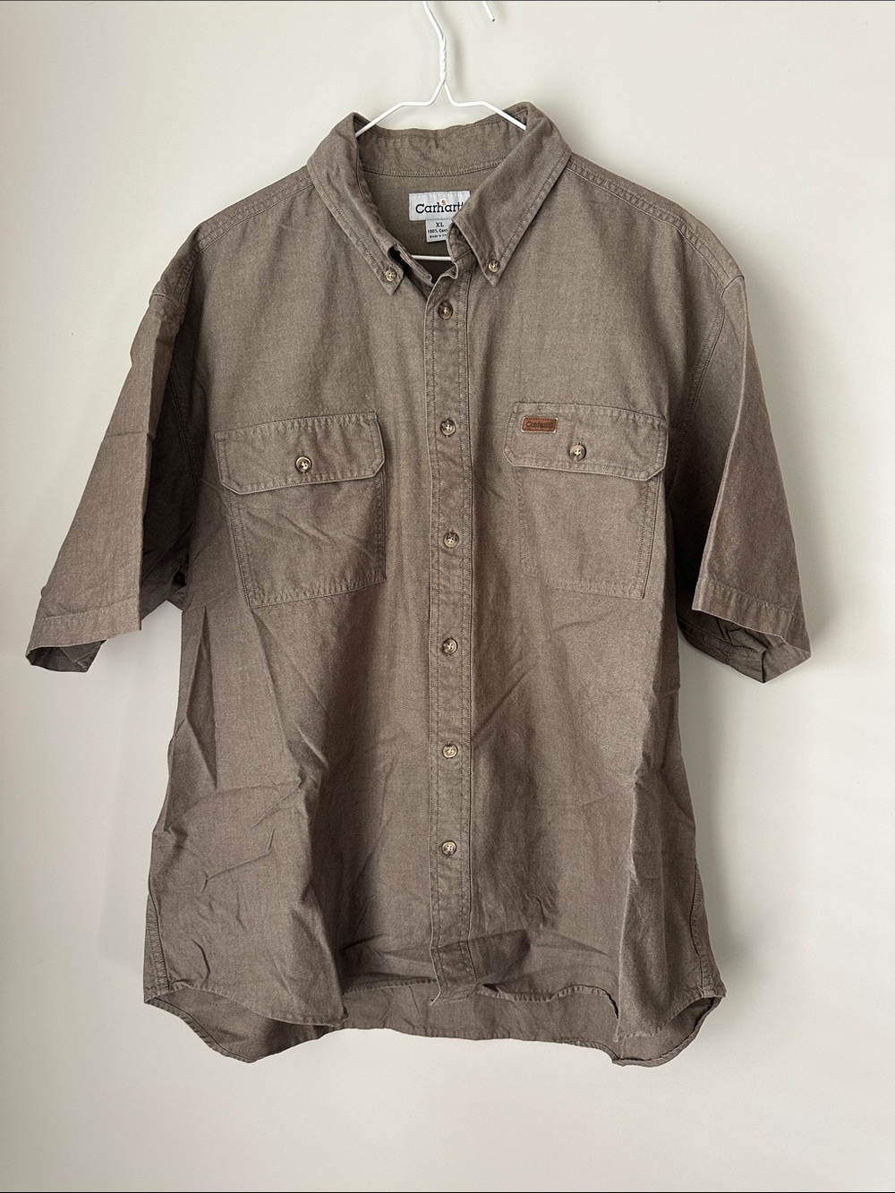 Carhartt Men’s Short Sleeve Button-Down Shirt in Brown